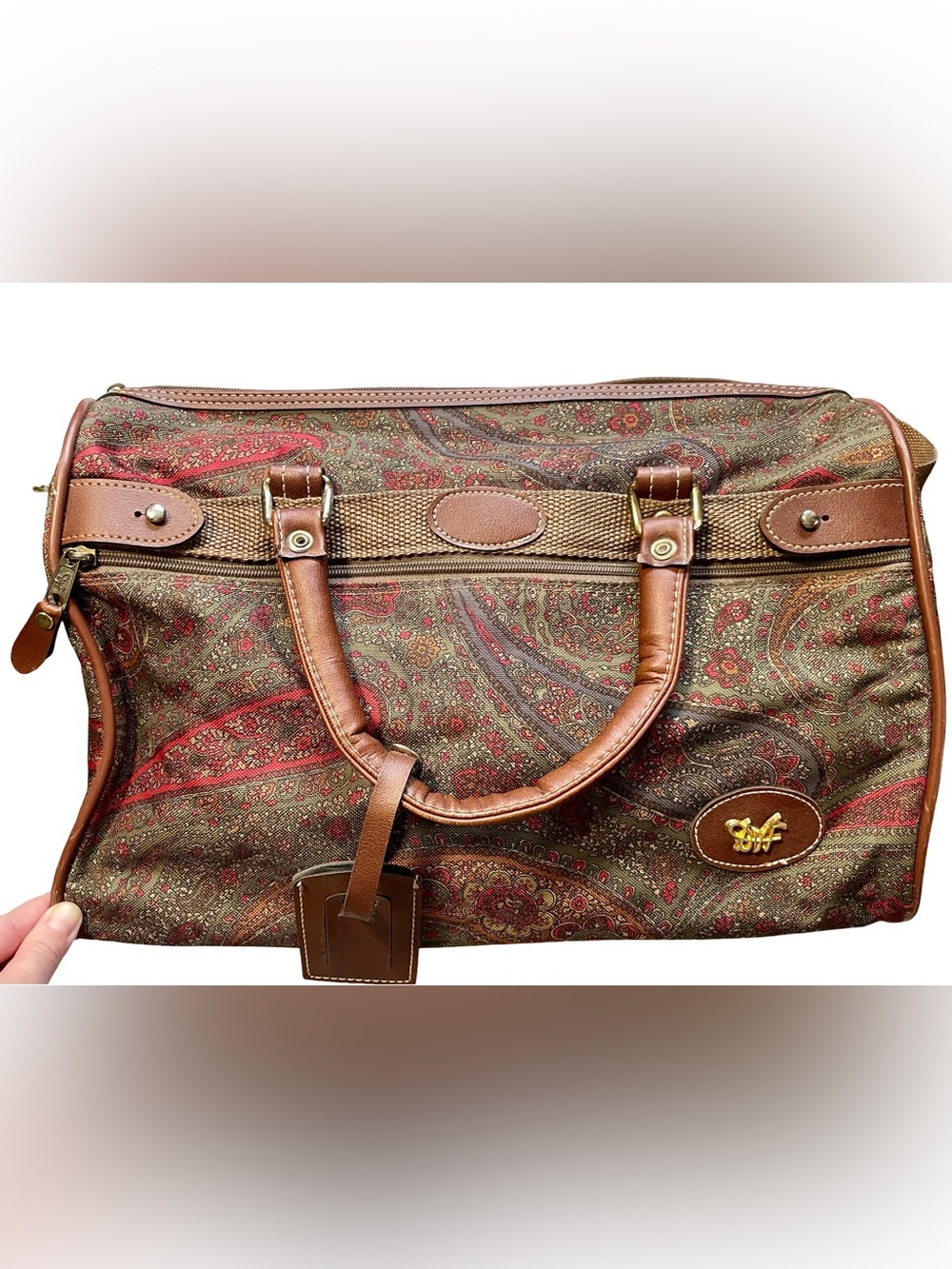 Vintage Diane Von Furstenberg Paisley Tapestry Weekender Overnight Duffel Bag